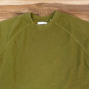 Standard Cloth Shirt Mens Medium Olive Green Waffle Knit Long Sleeve Crewneck